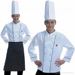 (Free shipping) Advanced chef uniform with free pant/apron/shirt/hat