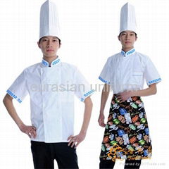 (Free shipping) Cafeteria chef uniform short sleeves