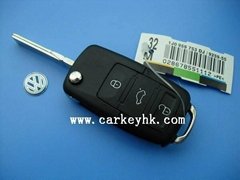 Volkswagen 3 button flip key shell with HAA blade