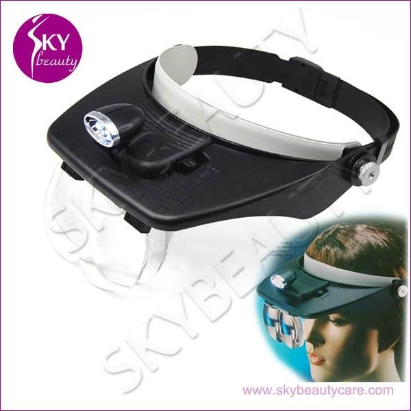 Head Magnifying Lamp for Beauty Salon, 2 LED Magnifier Glass