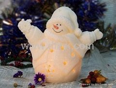 LED wax snowman artwork candle