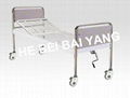 Moveable single function manual hospital bed with wire-mesh bed surface 1