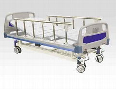 Movable Double-function Manual hospital bed with ABS Bed Head 