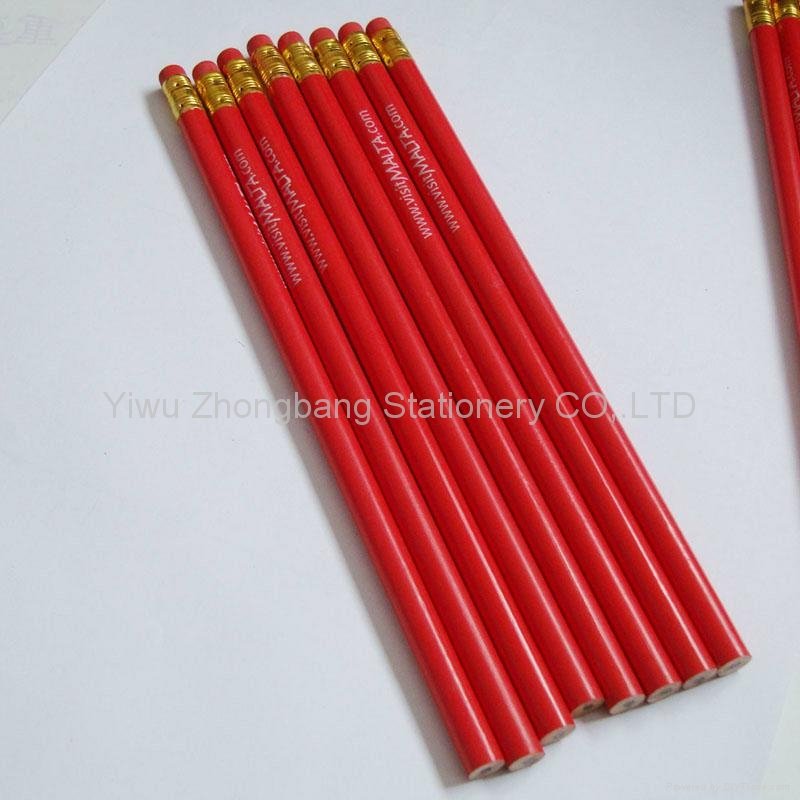Red paint wooden pencil with red rubber