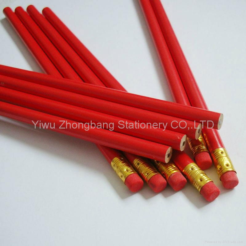 Red paint wooden pencil with red rubber 2
