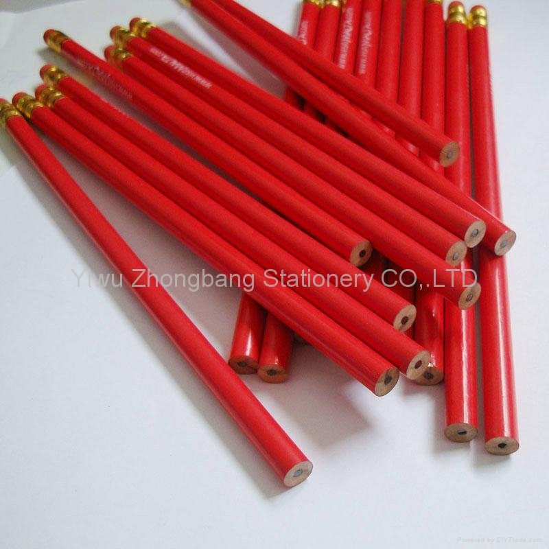 Red paint wooden pencil with red rubber 4