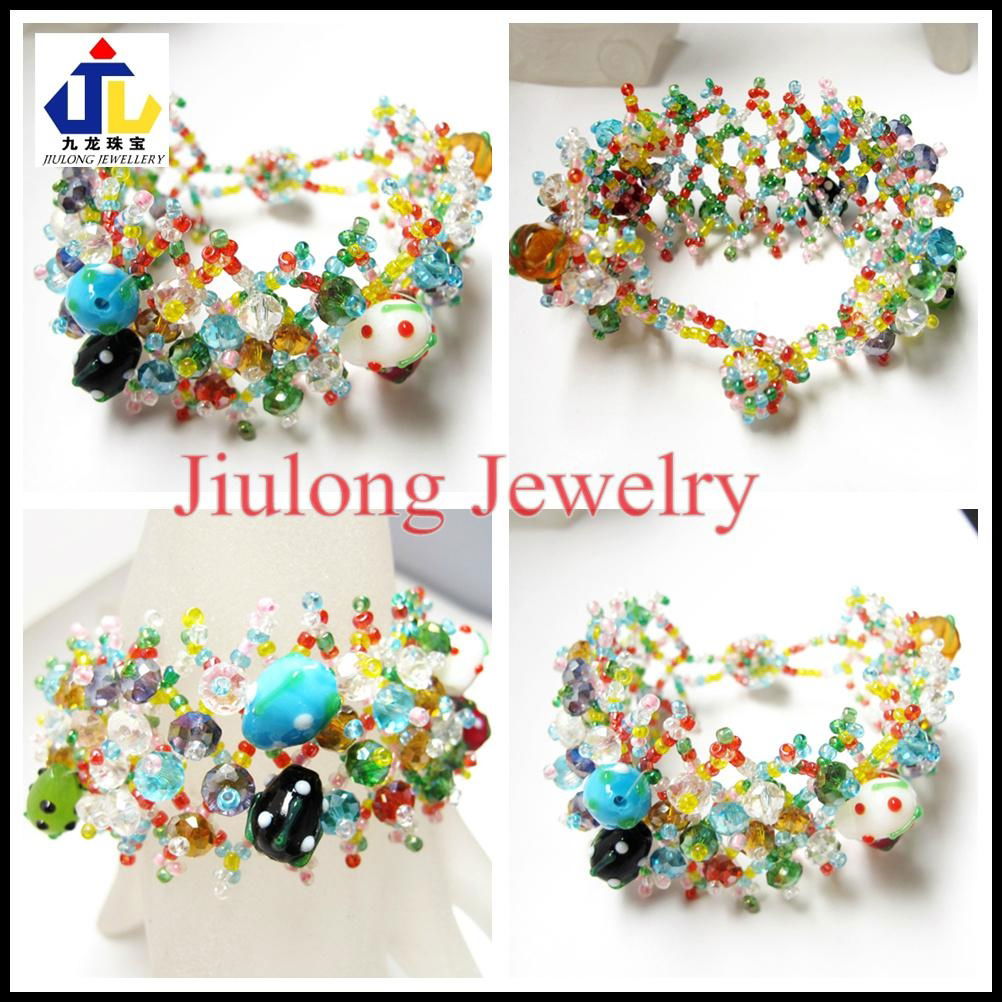 Lampwork Glass Bead Weaving Bracelet JL-SL082