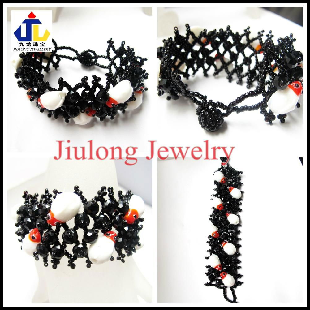 Lampwork Glass Bead Weaving Bracelet JL-SL082 2