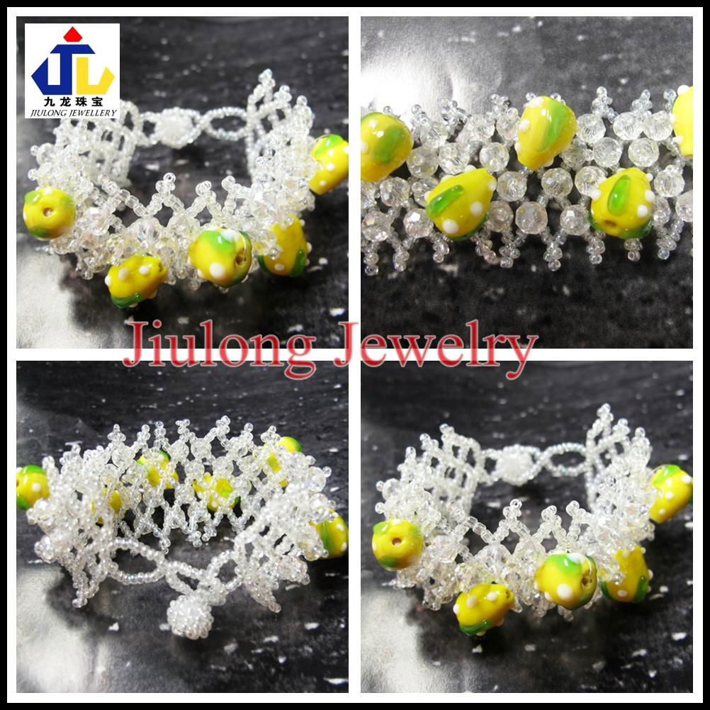 Lampwork Glass Bead Weaving Bracelet JL-SL082 3