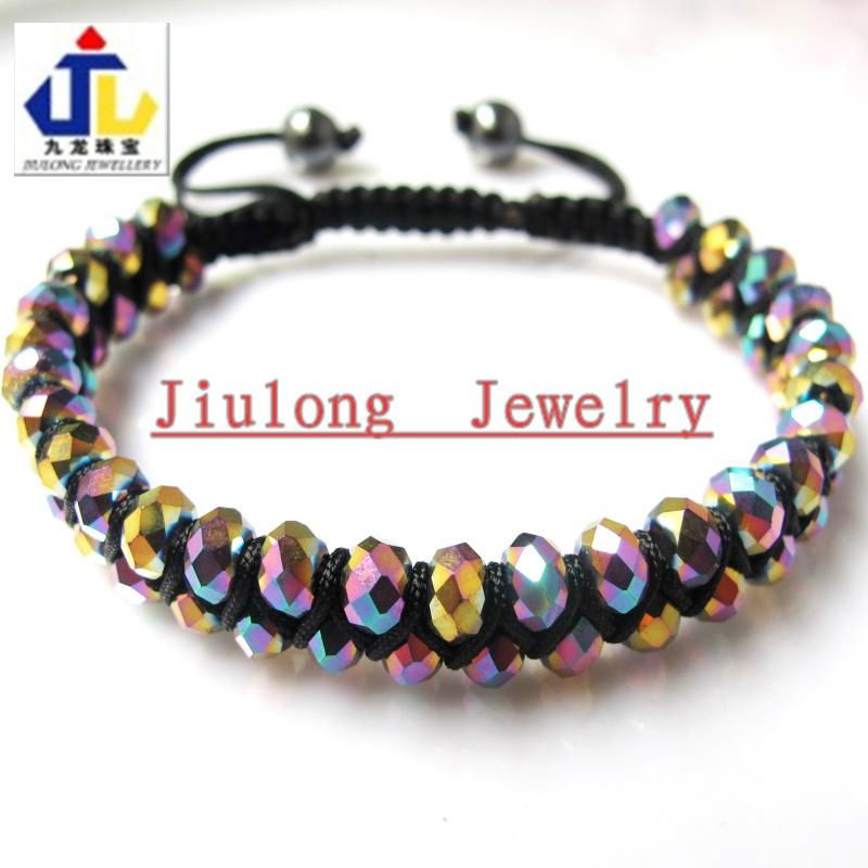 2 Rows Faceted Glass Bead Shamballa Bracelet JL-SL083