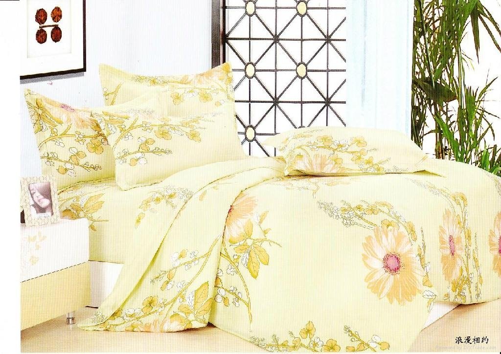 100% POLYESTER BRUSHED, 100DX75D HEAT TRANSFER PRINTED UN-QUILTED COMFORTER 3-4