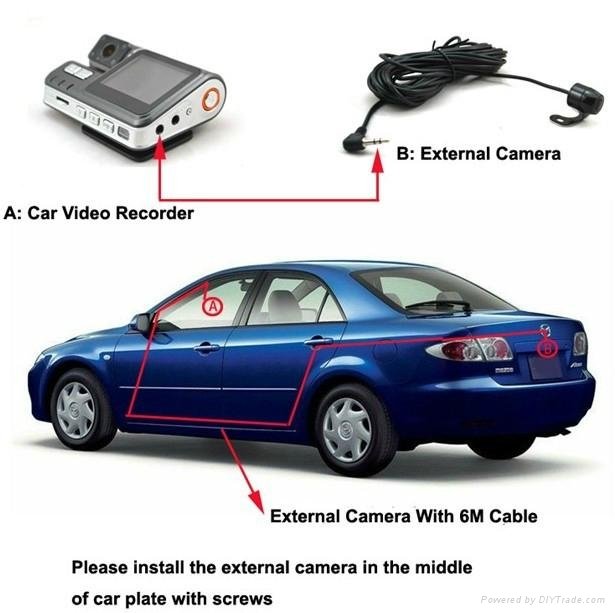 Dual Camera in car black box HD720P DVR Car Video Recorder 