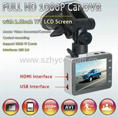 2.8 inch 1080 full hd car black box DVR with120 degrees wide angle