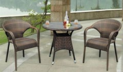 3 Piece Patio Wicker Dining Set 