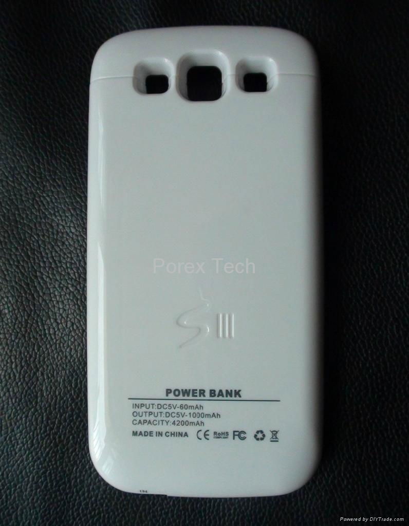 Ultra thin back clamping power bank for Samsung Galaxy S3 i9300  4200mAh 3