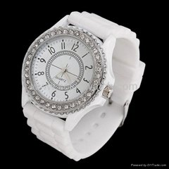 silicone rhinstone watch/silicone geneva watch
