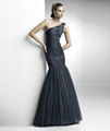 2012 Alluring Mermaid Black Organza One Shoulder Evning dress 1