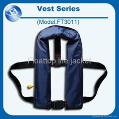 Manual navy inflatable life jacket