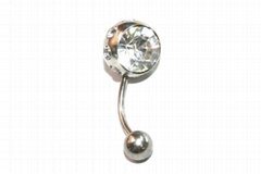 The 2012 Newest Design 316L Belly RIng With Clear Rhinestone