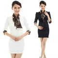 freeship!HOT!  Leopard black or white suit &skirt  1