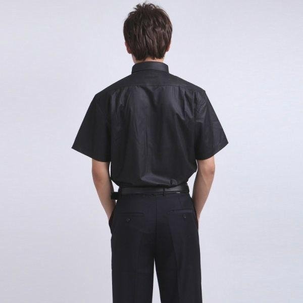 Freeship!men's  easycare non-ironing black short shirt 2