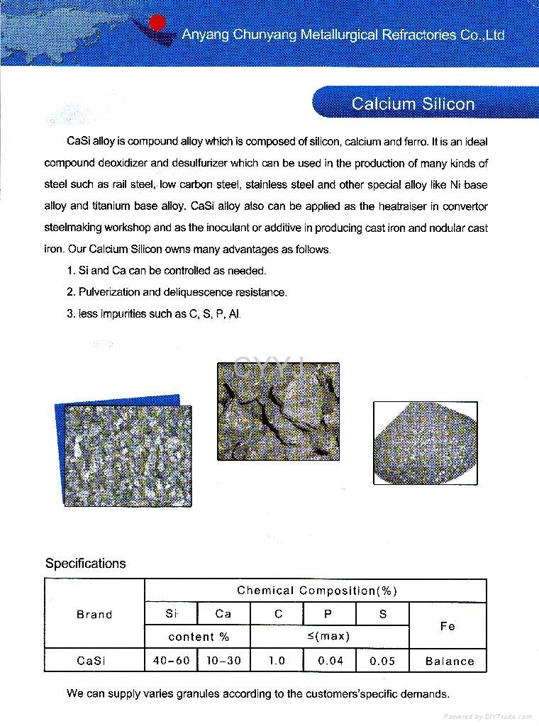 CaSi alloy/Calcium Silicon/Si40-60%;Ca10-30%
