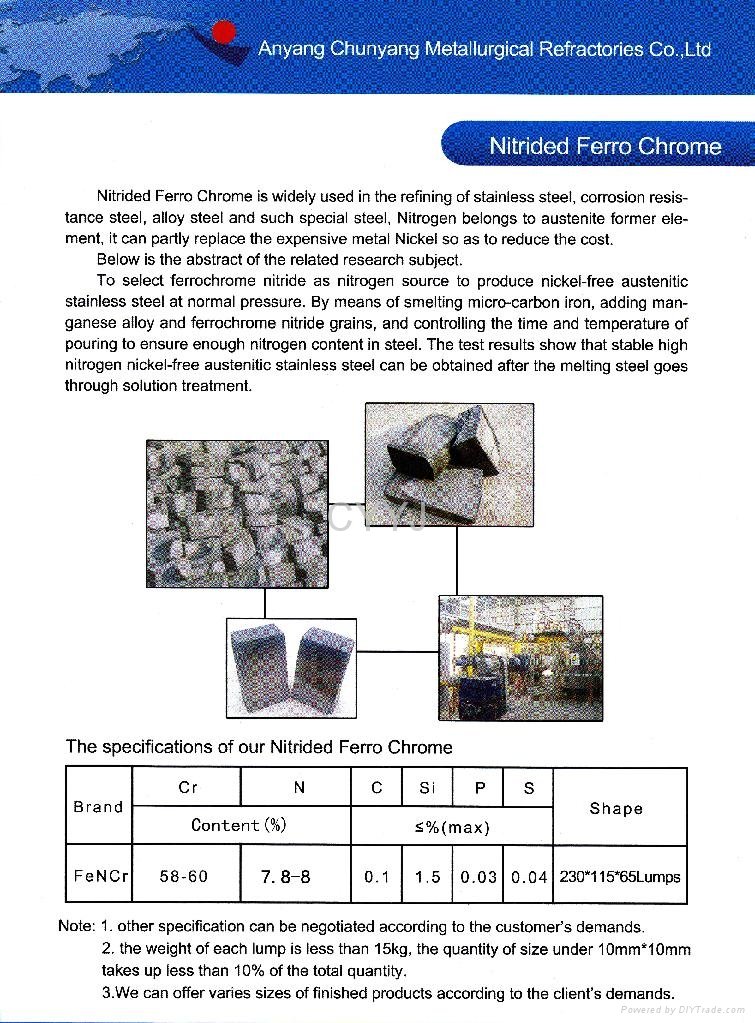 Nitrided Ferro Chrome/ferro chrome/Cr:58-60%,N7.8-8%