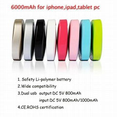 6000mah large capacity power bank with 8