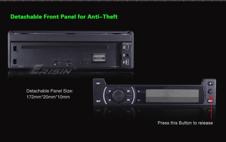 Erisin ES1013G 1 din 7 inch Car DVD Player Anti-theft 3