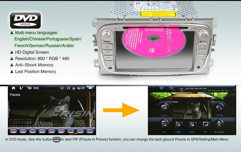 Erisin ES789F in Car Radio DVD Player for Ford Focus Mondeo 4