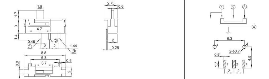 Dip 1P2T slide switch LY-SK-18 2