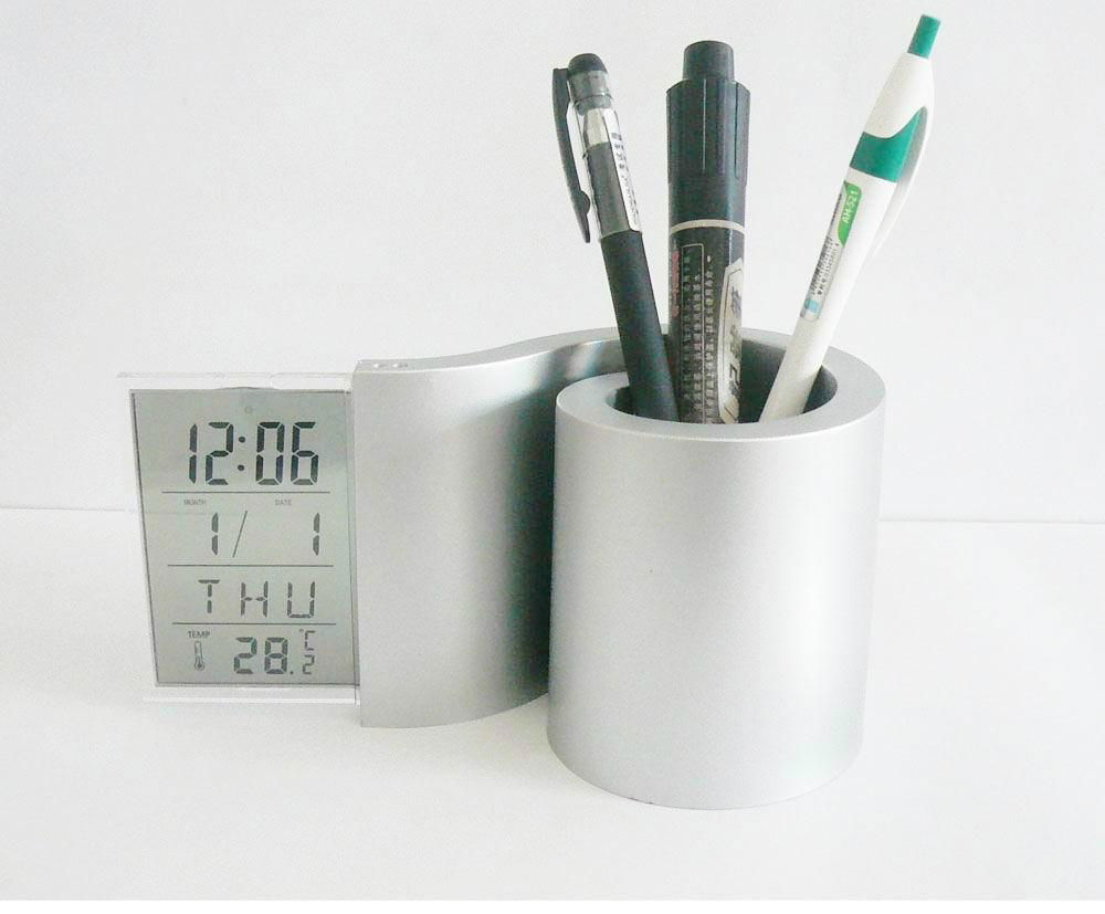 LCD Digital Penholder Clock  2