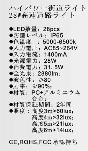 JOEL 大功率LED路灯28W 4