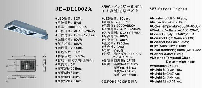 JOEL LED Street Lamp(JE-DL1002B) 100W 5