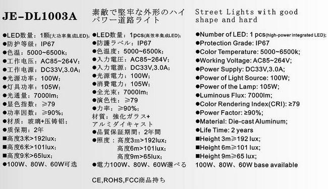 JOEL LED 大功率 路灯100W LED Street Lamp  3