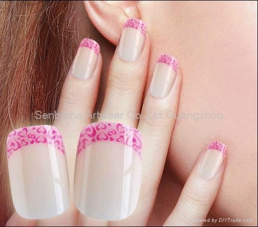 Free Shipping Pre Disigned Nail With Glue 4