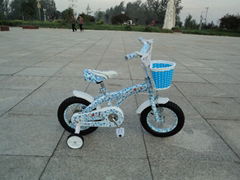 pretty pink and blue children bicycles with flowers