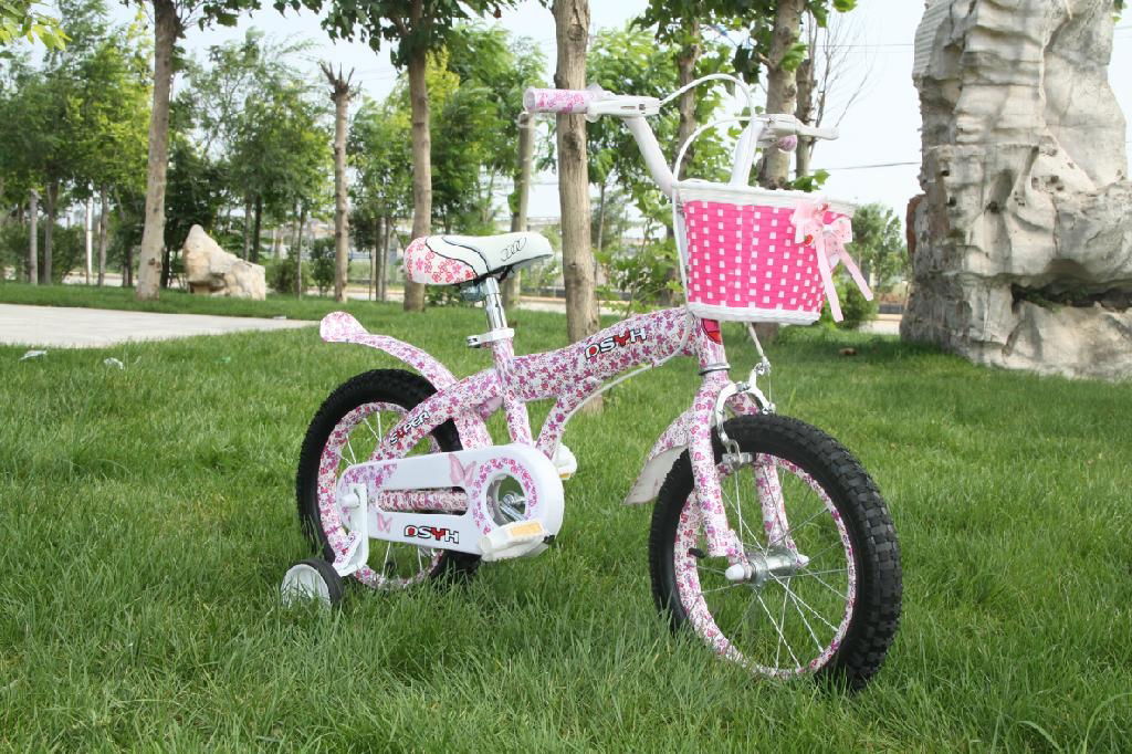 pretty pink and blue children bicycles with flowers 3