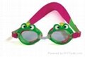 Waterproof Children safty fashion silicone cartoon swim goggles 3