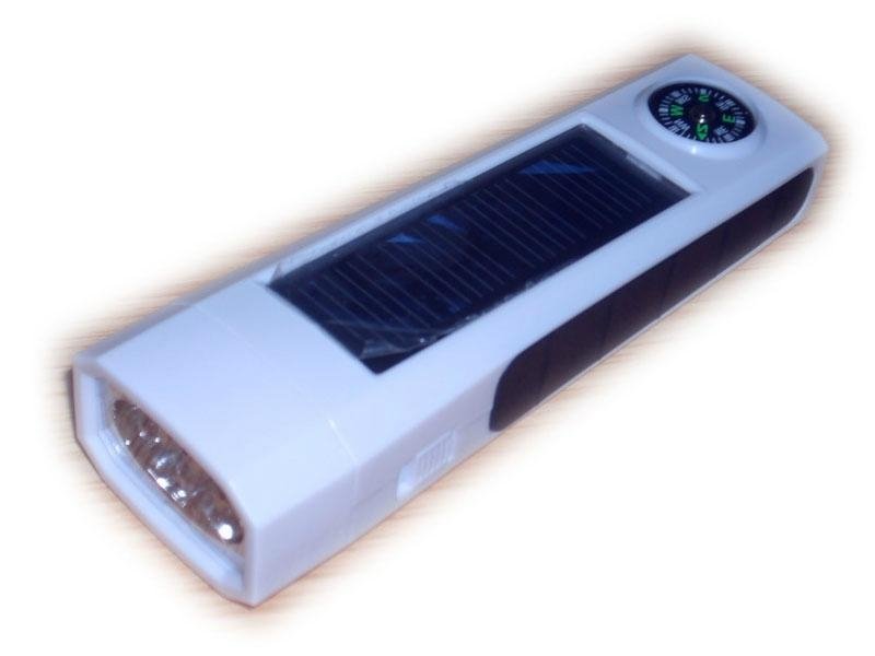 太陽能手電筒 5LED塑膠指南針  4