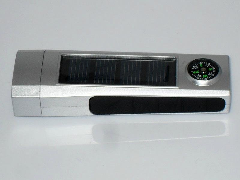 太陽能手電筒 5LED塑膠指南針  5