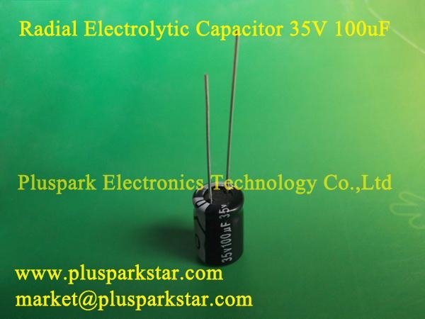 100uF 35V Capacitor,Radial Electrolytic Capacitor 5mm height