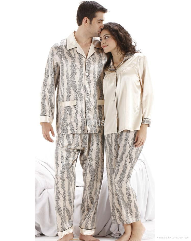  lover sleepwear set autumn and winter silk sleepwear female lovers sleep set  3