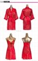 Male silk sleepwear short-sleeve robe plus size red lounge lovers sleepwear 3