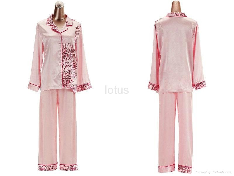 Autumn and winter lovers silk sleepwear women long-sleeve pyjamas set 2