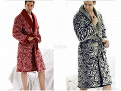 winter men's long-sleeve thickening coral fleece thermal bath robe