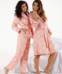2012 new style winter nightgown female 100% cotton long-sleeve pajamas set