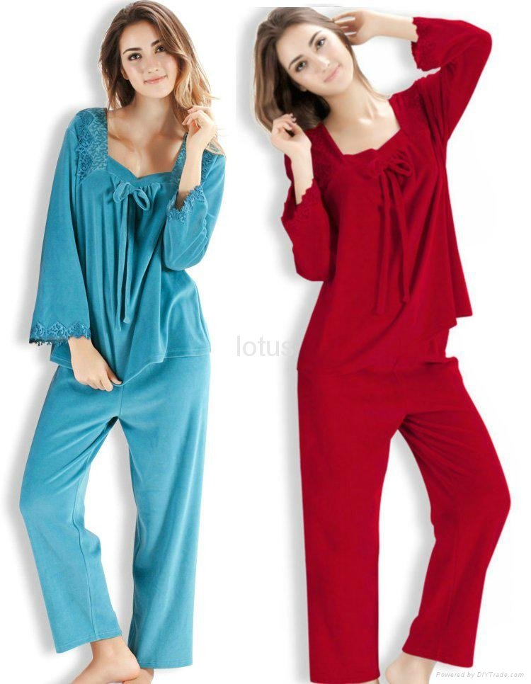Autumn sleep suit female long-sleeve coral fleece pajamas set good quality