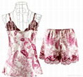 female silk lace sexy spaghetti strap sleepwear twinset shorts set 3