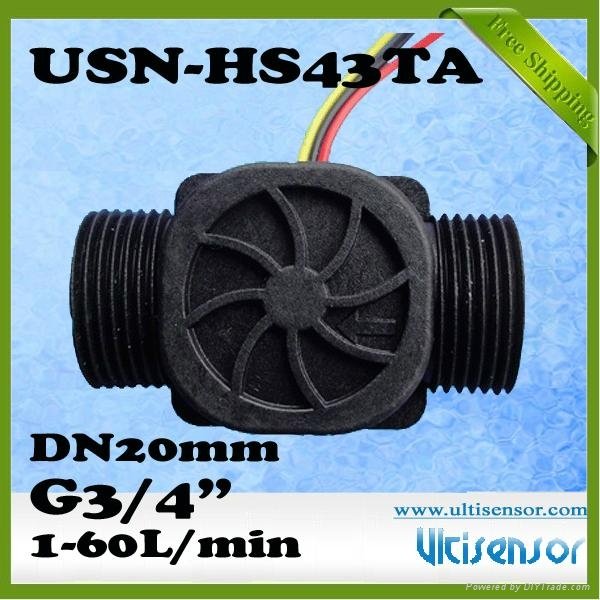 Hall Effect Water Flow Sensor 1-60L/M G3/4" USN-HS43TA